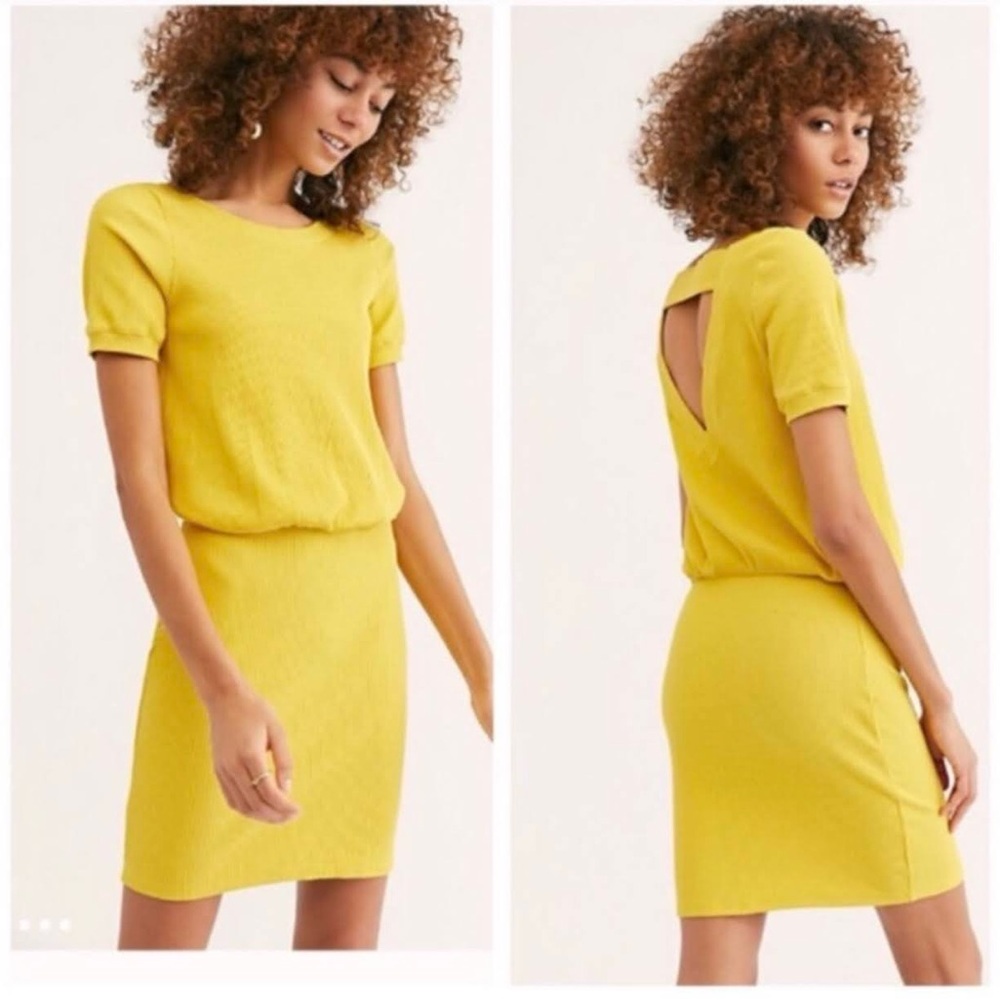 FREE PEOPLE BEACH Happy Hour Mini Dress Yellow ~ NWT ~ Size XS